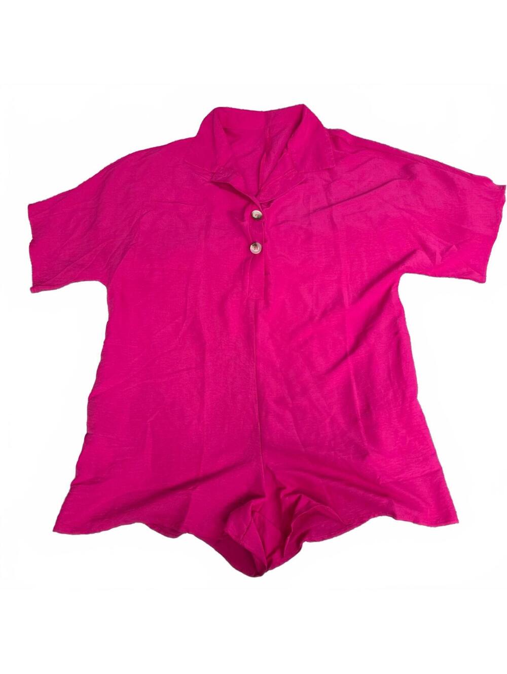 Adorable bright pink short sleeve collared jumper